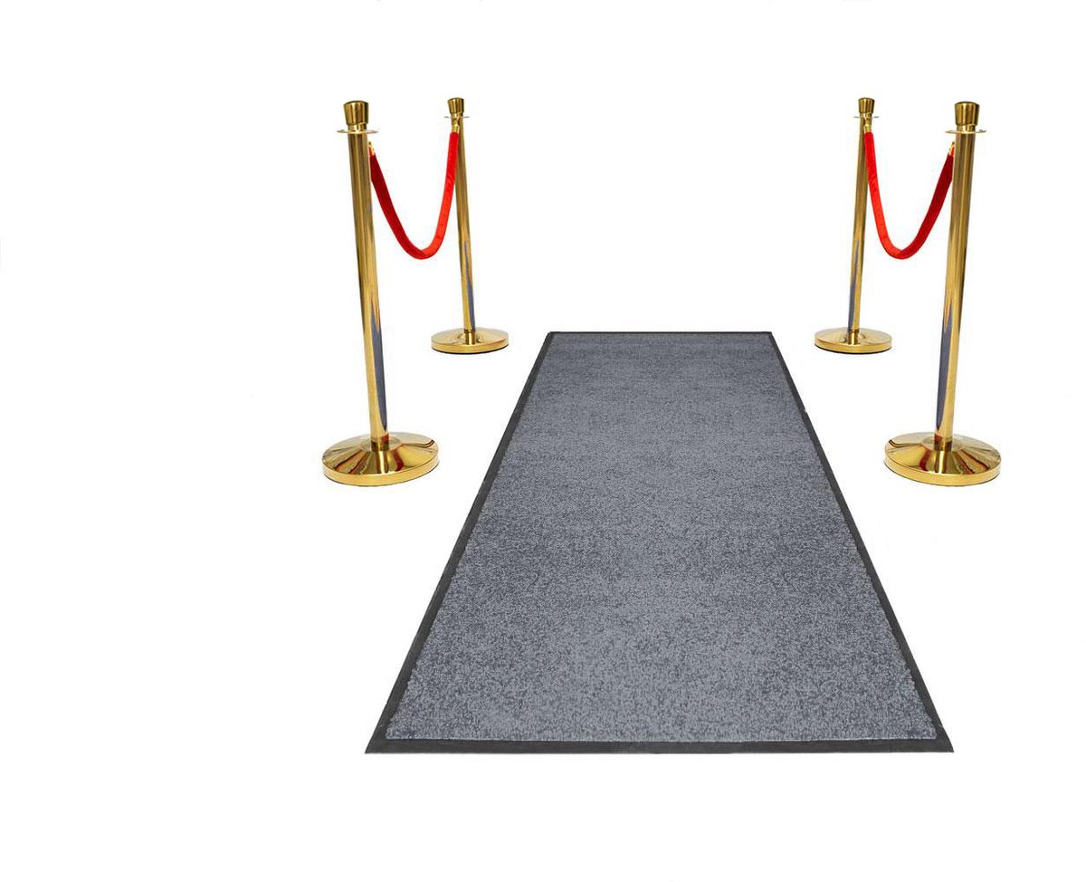 GJ Floors | Entreepakket Welcome | Messing - Rood | Loper Grijs